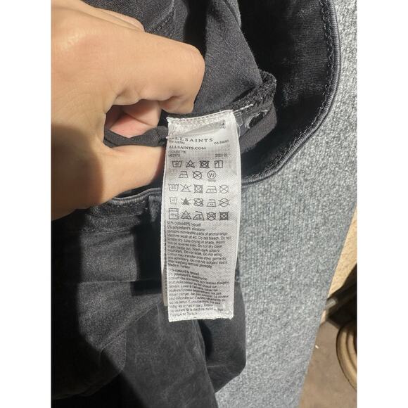 All Saints Jeans Mens 34x32 Cigarette Black Denim Skinny Stretch Button Fly - Picture 7 of 9